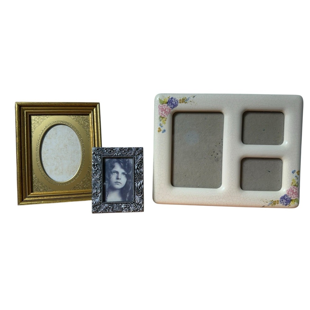 Vintage Lot Mini Small Picture Frames Silver Gold White Decor Floral Cottagecore